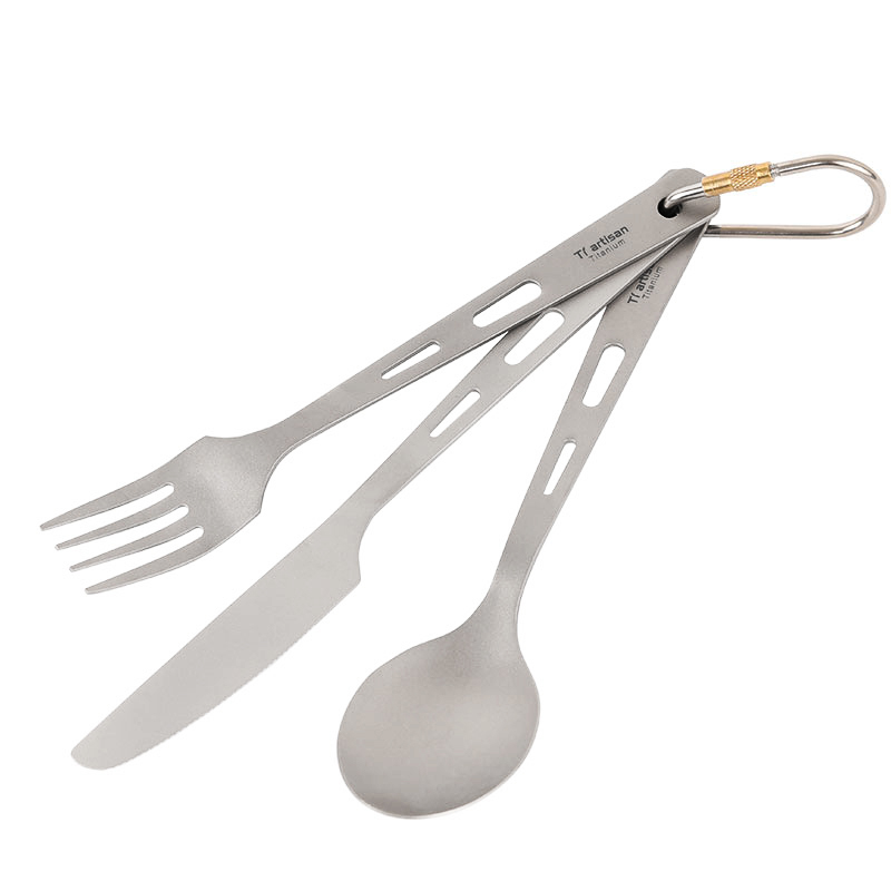 Camping Cooking And Eating Set - Tiartisan 3 Cái/bộ Titan Bộ Dao