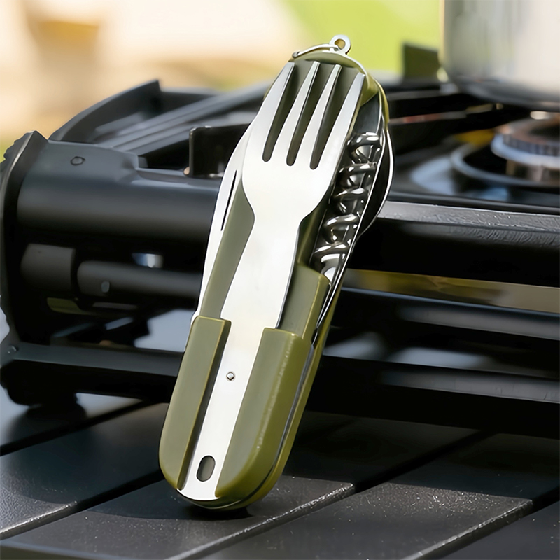 Camping Cooking And Cutlery Set - New Stainless Steel 7In1 Camping Cutlery