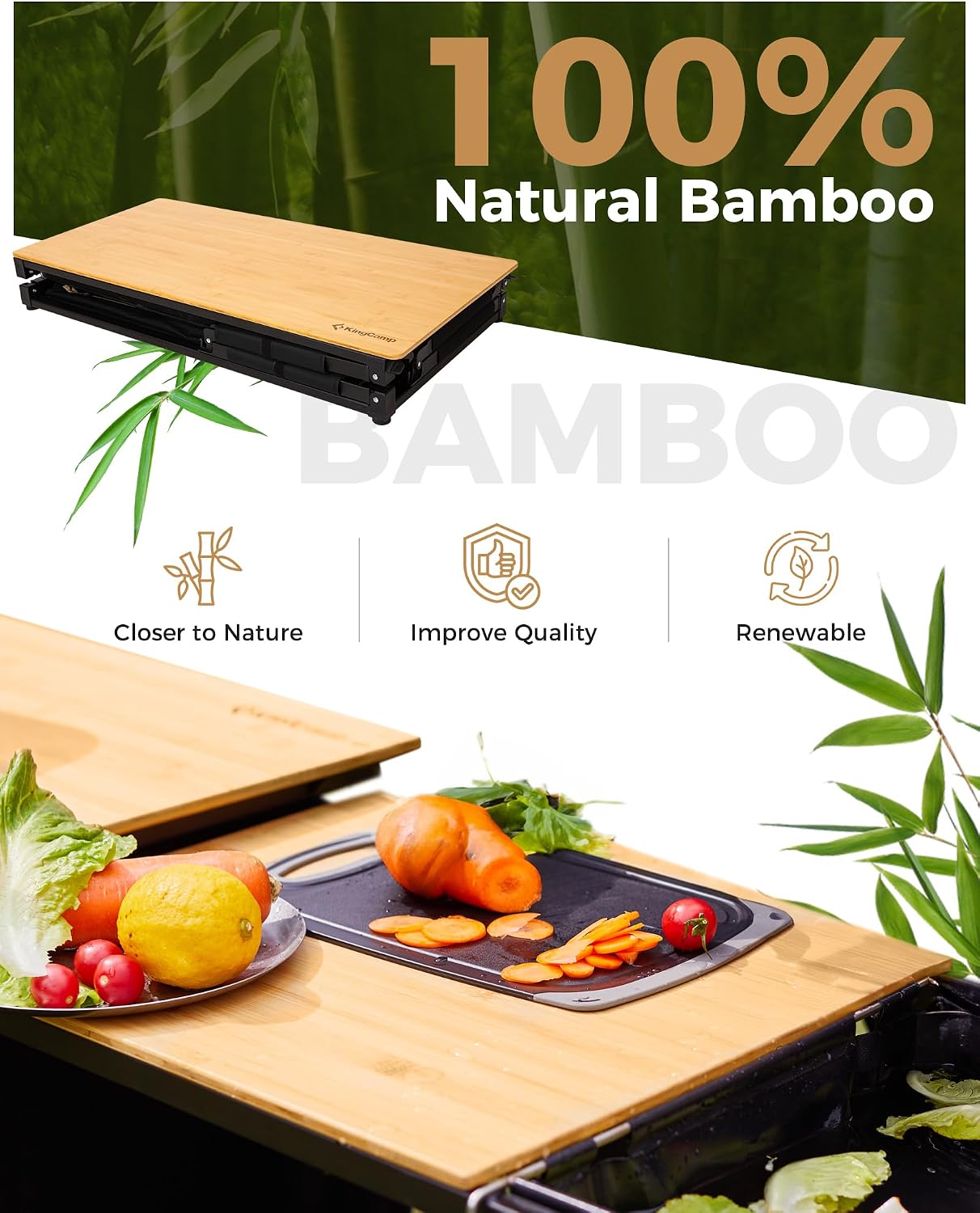 Bamboo Camp Kitchen Station Fo - đánh giá và giá Camping Cooking Table With Windshield
