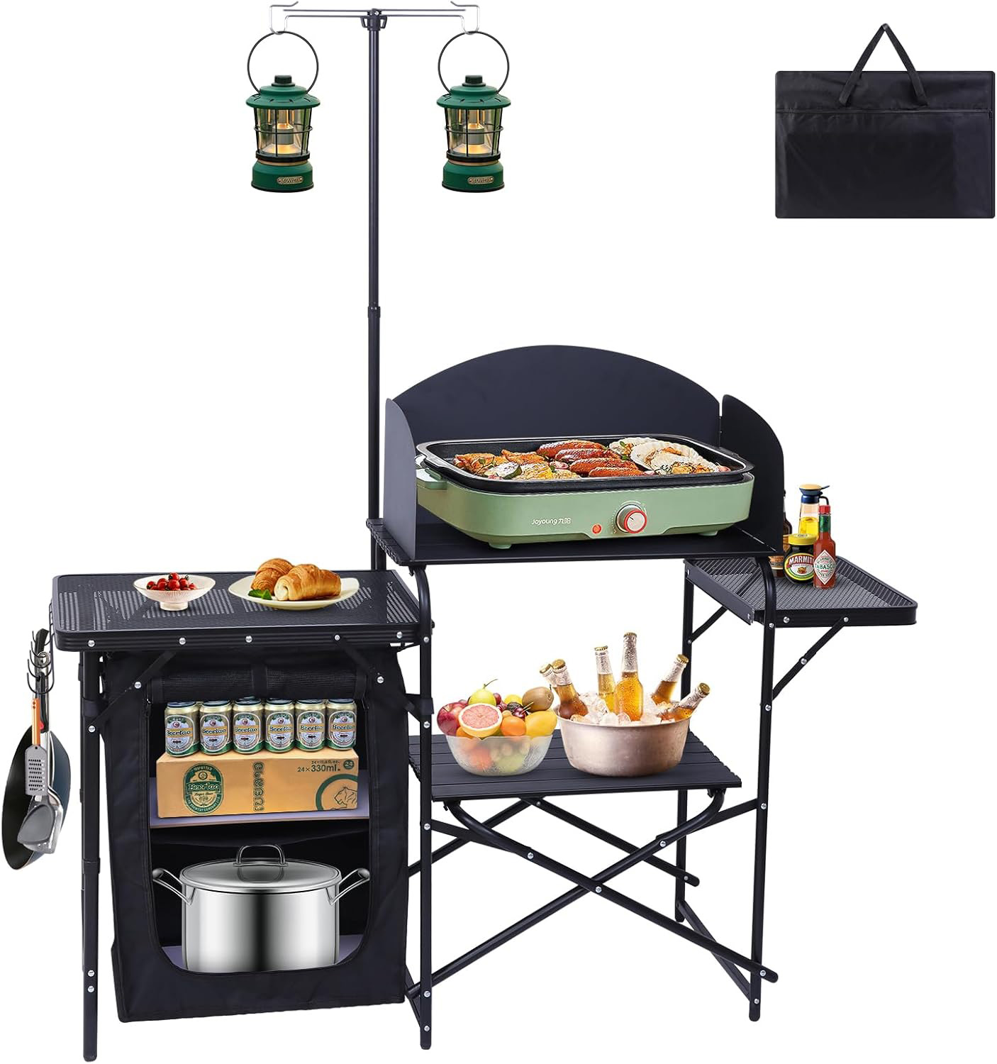 Camping Kitchen Station, Foldi - đánh giá và giá Camping Cooking Table With Windshield