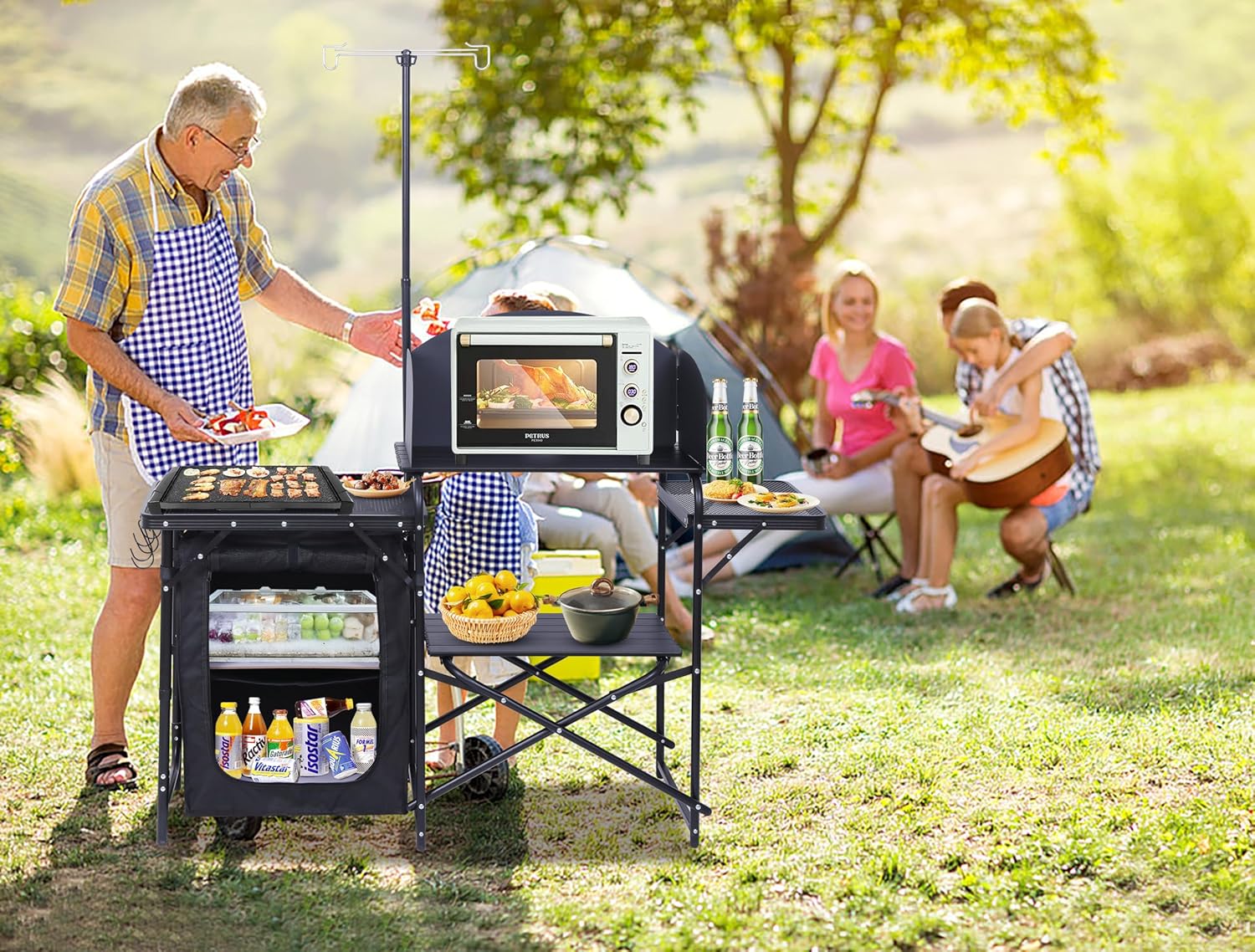 Camping Kitchen Station, Foldi - đánh giá và giá Camping Cooking Table With Windshield