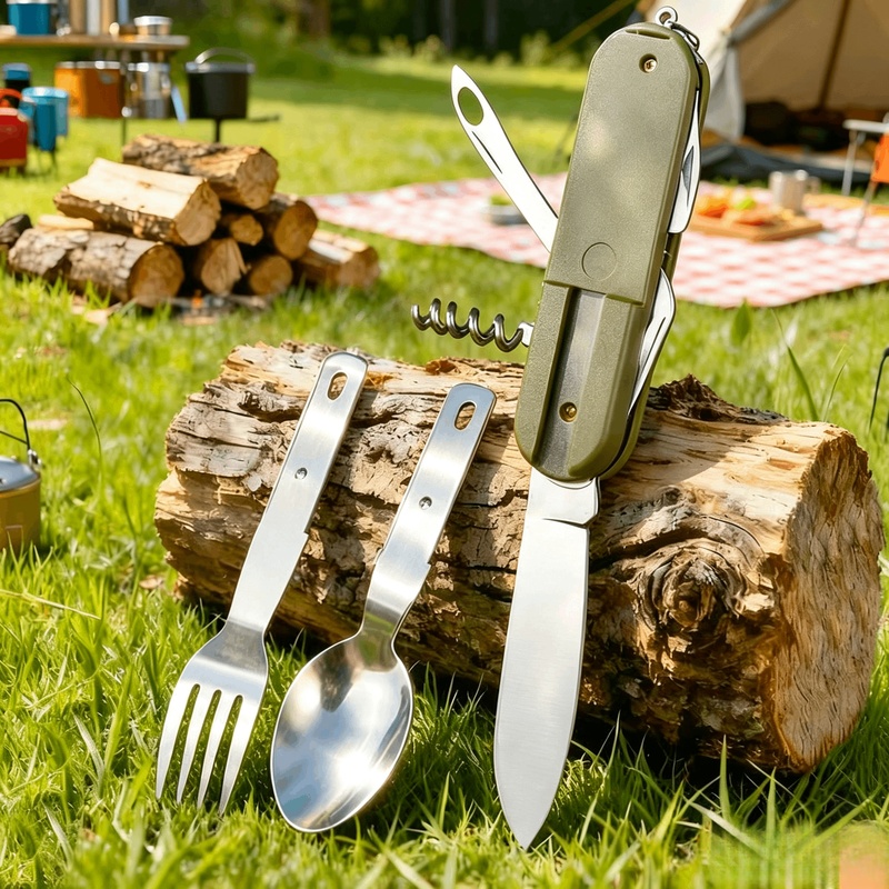 Stainless Steel 7 in 1 Camping - đánh giá và giá Camping Cooking And Cutlery Set