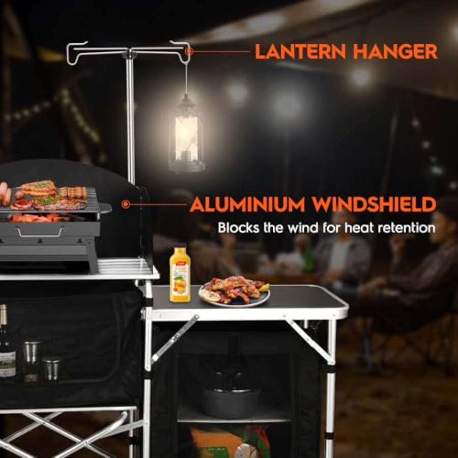 Cmaping Kitchen Table, Aluminu - đánh giá và giá Camping Cooking Table With Windshield