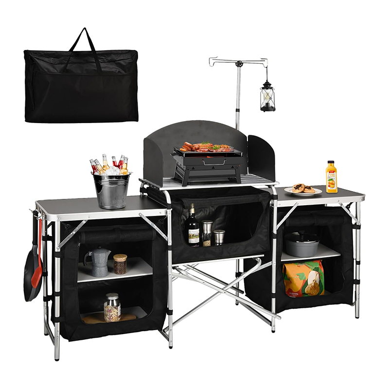 Custom Versatile 3 Cabinets Re - đánh giá và giá Camping Cooking Table With Windshield
