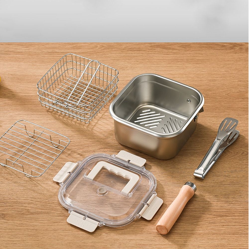 Portable Stainless Steel Fryin - đánh giá và giá Camping Cooking Utensils Storage