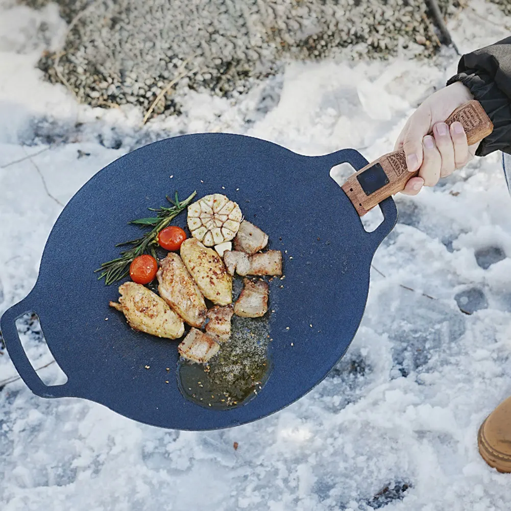 Outdoor Natural Wood Grill Pan - đánh giá và giá Camping Cooking Griddle