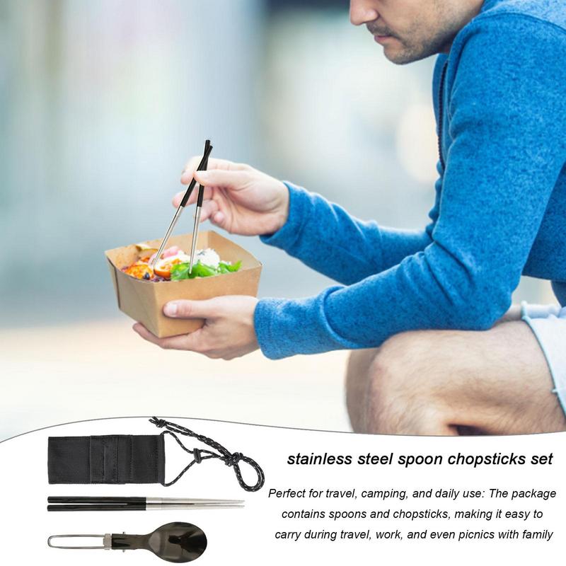 Foldable Spoon Chopsticks Trav - đánh giá và giá Camping Cooking And Eating Set