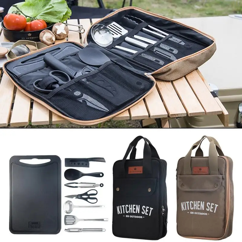8pcs Camping Kitchen Cookware  - đánh giá và giá Camping Cooking And Cutlery Set