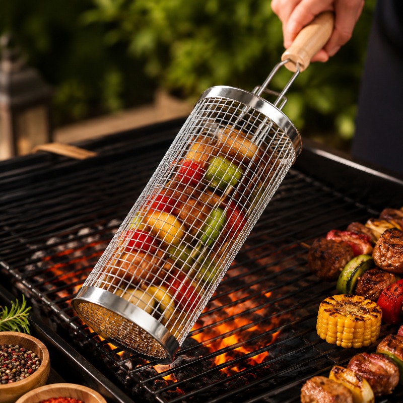 Round Barbecue Grill Basket Se - đánh giá và giá Camping Cooking Griddle