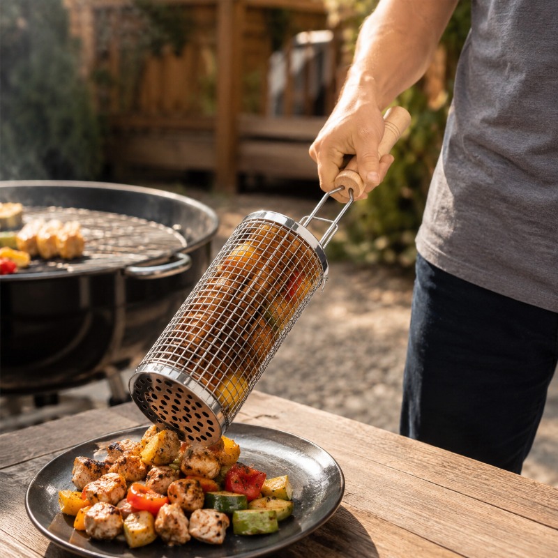 Round Barbecue Grill Basket Se - đánh giá và giá Camping Cooking Griddle