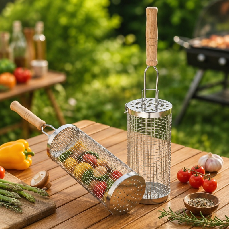 Round Barbecue Grill Basket Se - đánh giá và giá Camping Cooking Griddle