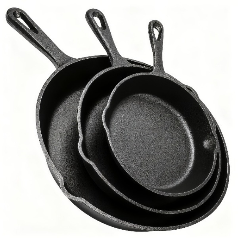 3PCS Cast Iron Skillet Set 6/8 - đánh giá và giá Camping Cooking Without Gas