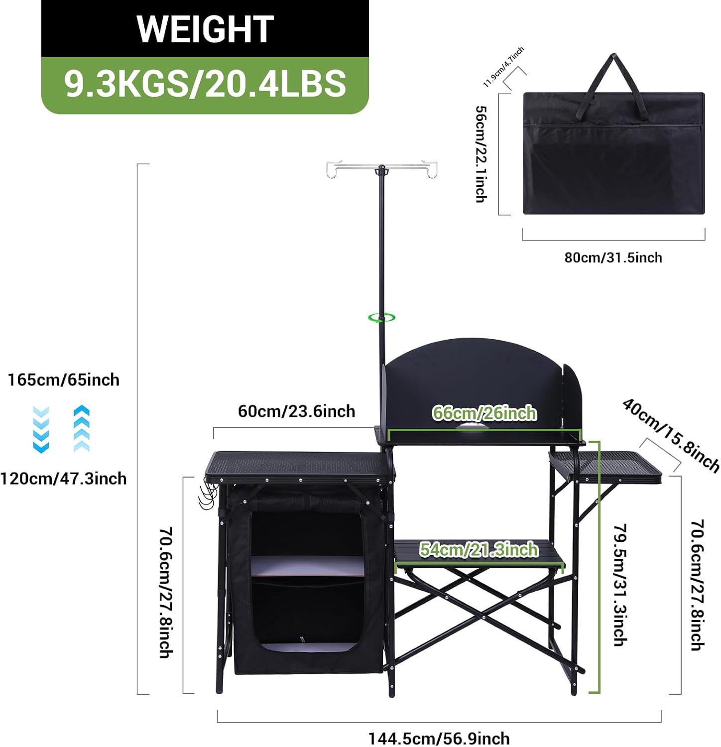 Camping Kitchen Station, Foldi - đánh giá và giá Camping Cooking Table With Windshield