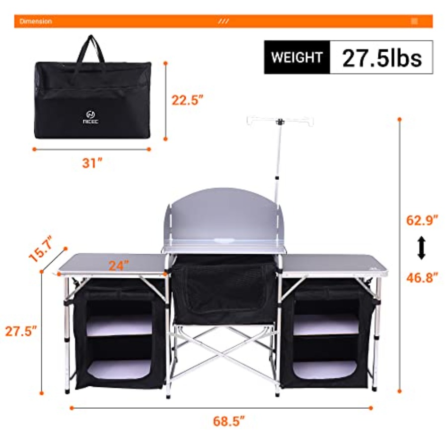 Camping Kitchen Table, Folding - đánh giá và giá Camping Cooking Table With Windshield