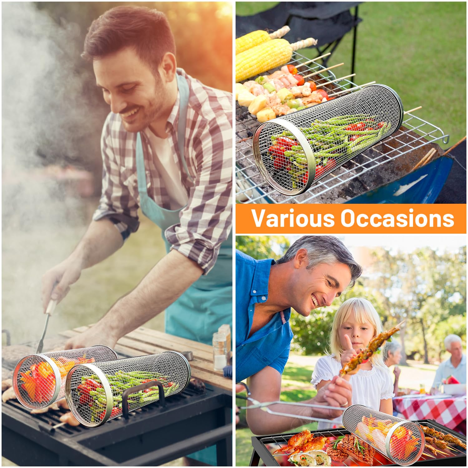 2 Pieces Rolling Grilling Bask - đánh giá và giá Camping Cooking Utensils Storage