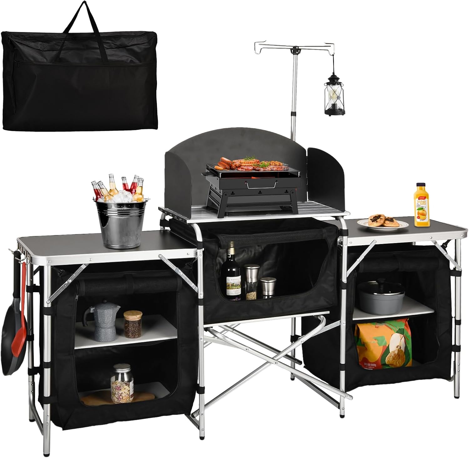 Aluminum Folding Camping Kitch - đánh giá và giá Camping Cooking Table With Windshield