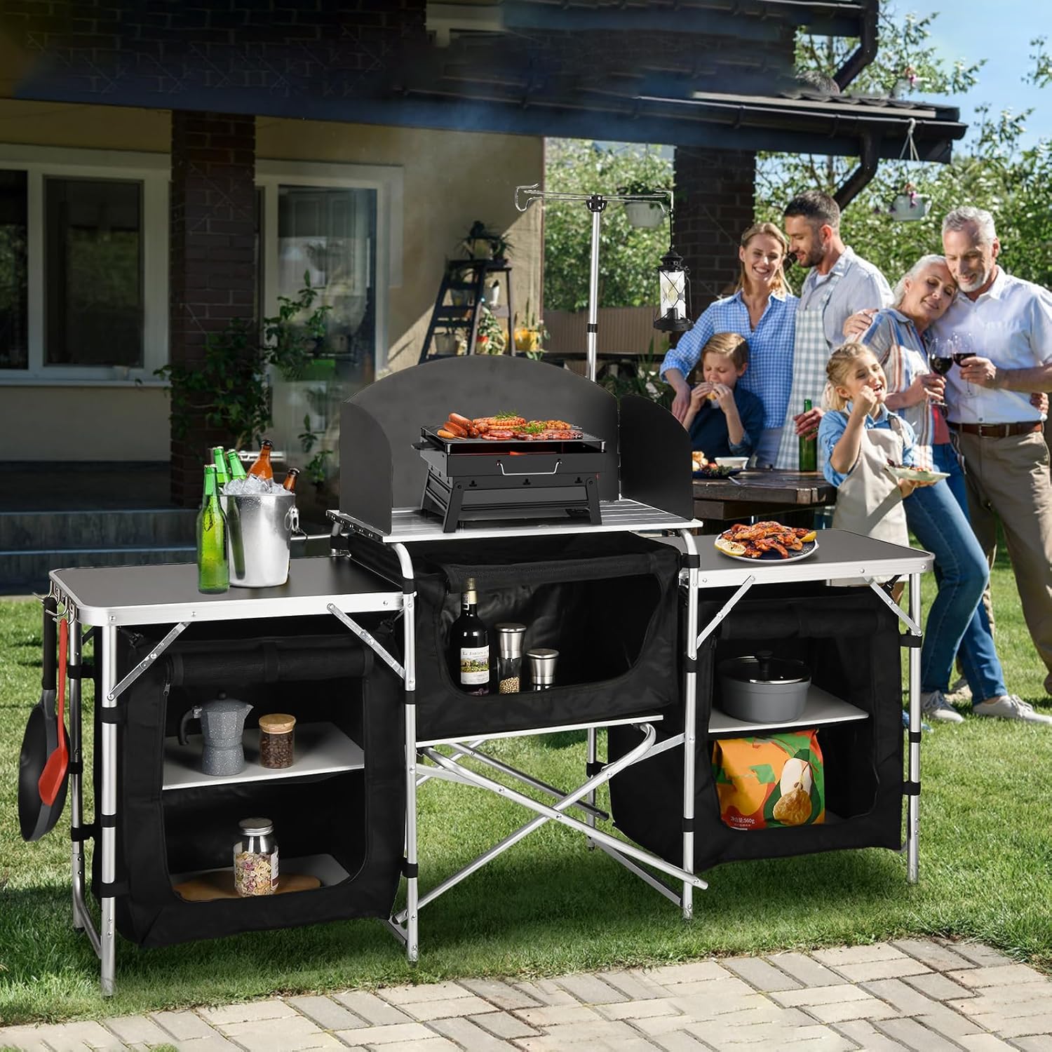 Aluminum Folding Camping Kitch - đánh giá và giá Camping Cooking Table With Windshield