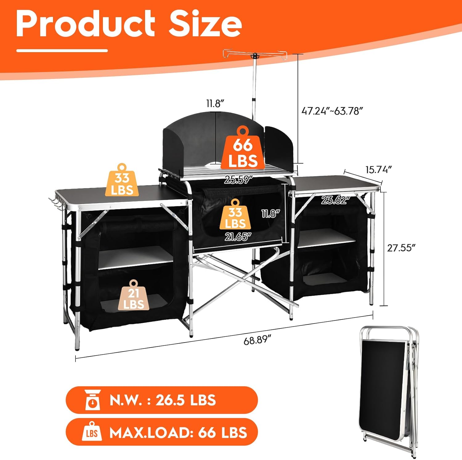 Aluminum Folding Camping Kitch - đánh giá và giá Camping Cooking Table With Windshield