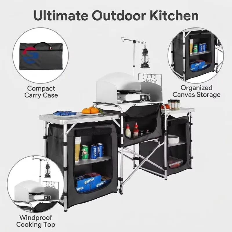 Wholesale Large Aluminum Outdo - đánh giá và giá Camping Cooking Table With Windshield